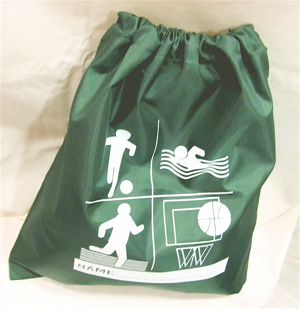 Bottle green printed swim bag | The Gower School