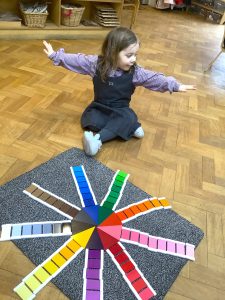 a Child Completes the Colour Wheel in the Gower School Montessori Nursery, Islington.