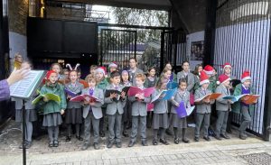 the Gower School Senior Choir Singing Christmas Carols.