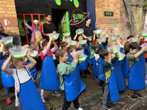 the Gower School Holiday Club Children Making Slime at Slime Planet.